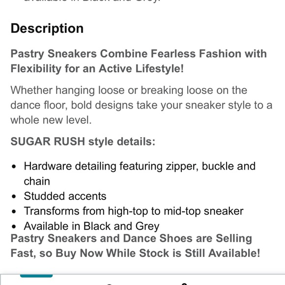 NIB Pastry Sugar Rush black dance sneakers w/ skulls ☠️ & studs sz 10 women - Picture 16 of 17